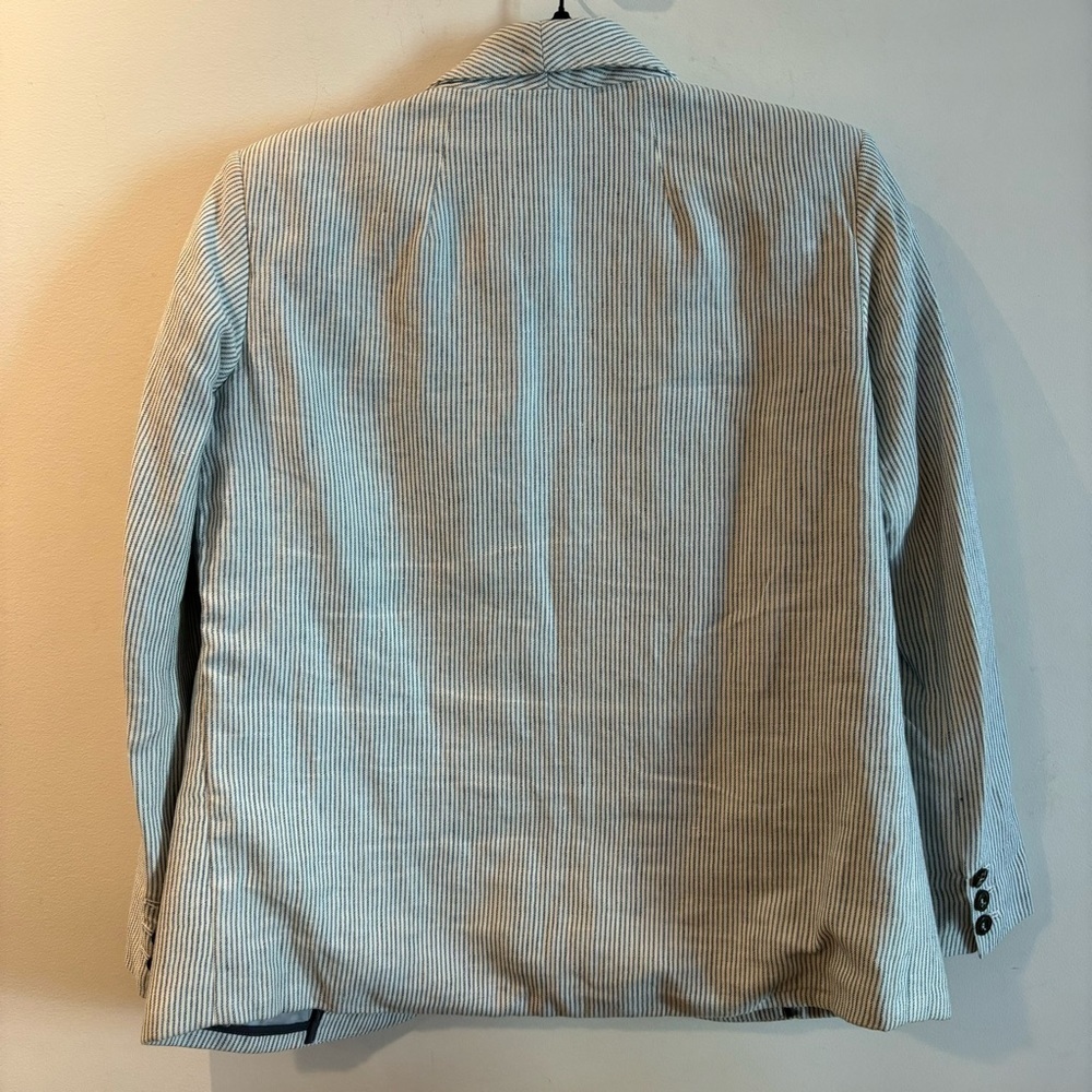 GOLDEN GOOSE DELUX COLLECTION Sz L Pin Stripe 100% Linen Lined Seersucker - Picture 11 of 11